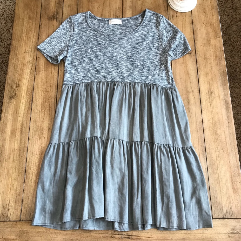 Altar’d State Grey and Green Peplum Dress